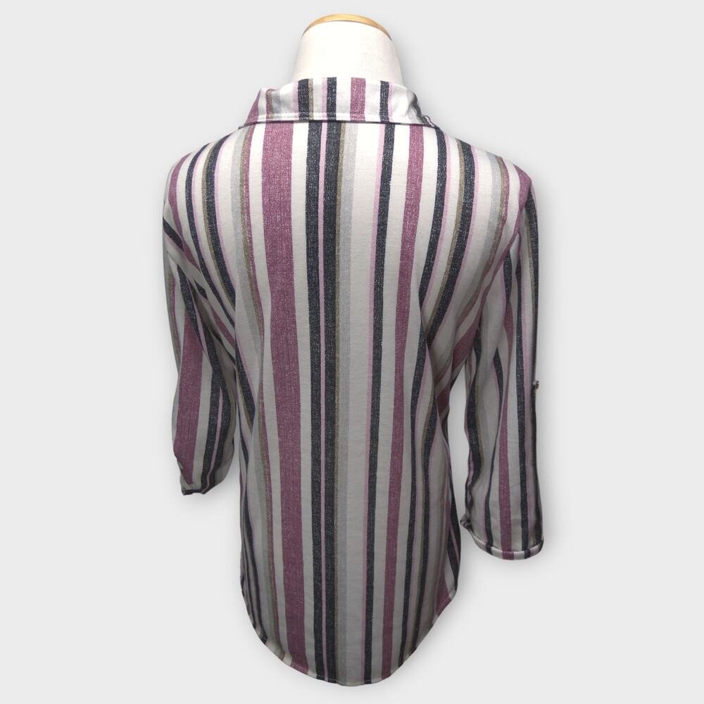 Women's Eden & Olivia Striped Button Up Blouse Size Medium - Picture 6 of 9